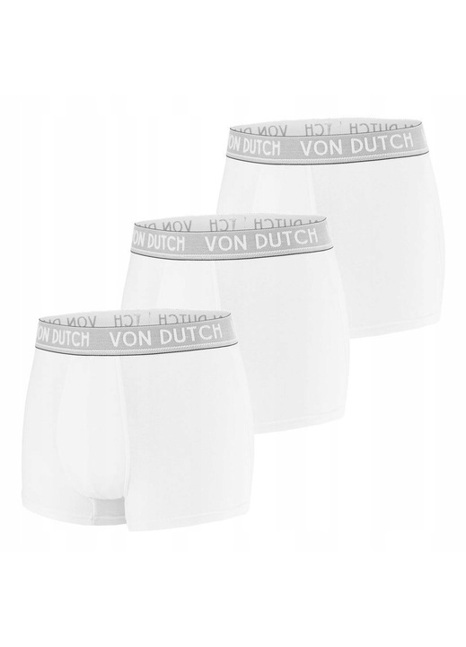 Set 3 perechi boxeri barbati Y4383, Von Dutch, Bumbac/Elastan, Alb, 2XL INTL