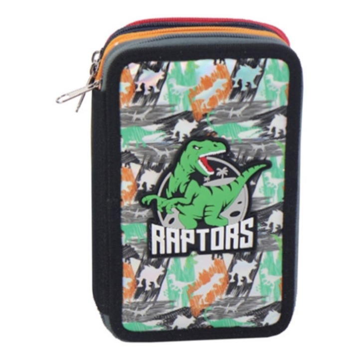 S-COOL SC3177 калъф за моливи с цип, модел "Raptors", оранжев