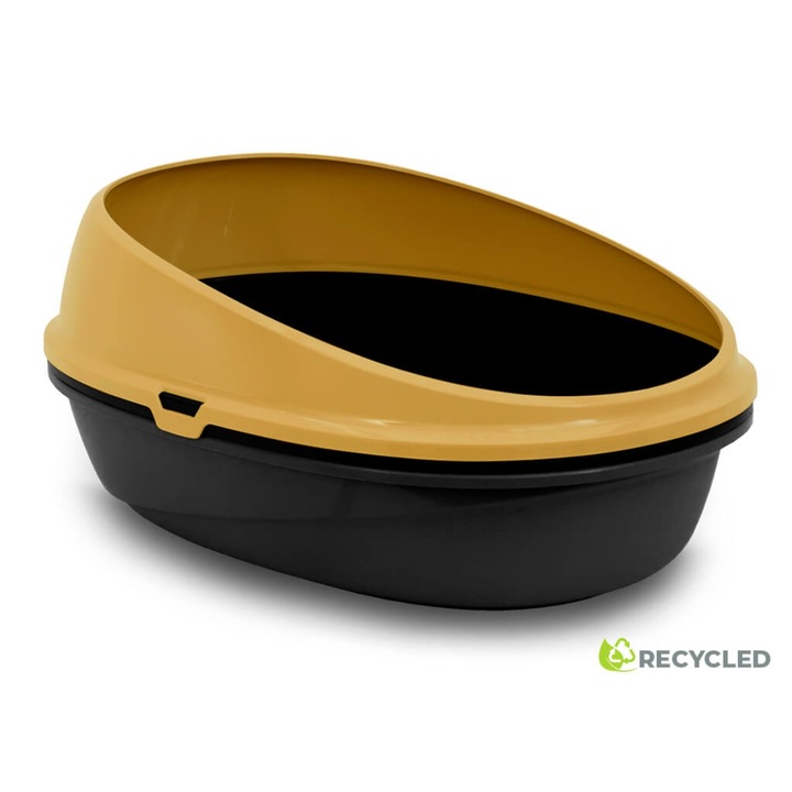 Set Litiere Pisici PIN UP LUXO cu Sita - (Interior: 47x28cm; Exterior: 59x39.5x27 cm, Curatare Rapida, Plastic Reciclat, MPB- Design Modern, Ecologica, Previne Imprastierea Nisipului