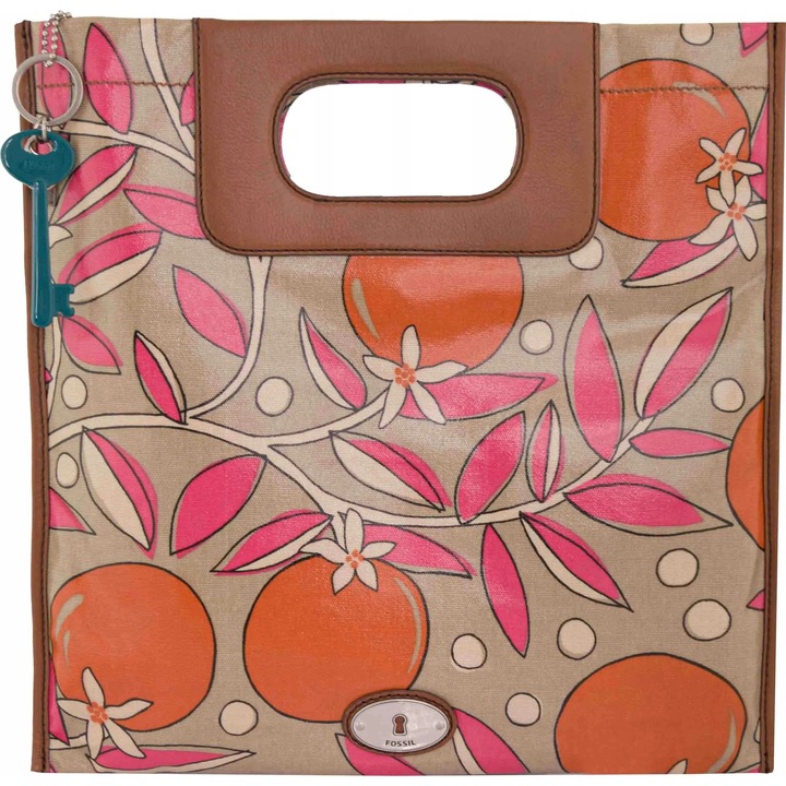 Fossil Key-Per női válltáska, rózsaszín, 38x38x4cm, marhabőrből és textilanyagból