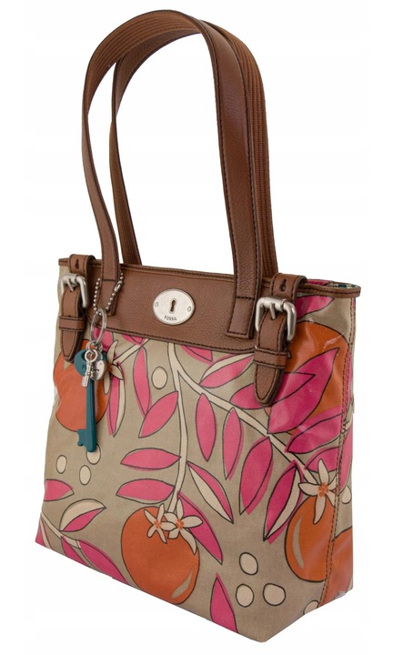 Fossil Key-Per Shopper válltáska, 29x35x11,5 cm, textil és bőr, munkába és vásárláshoz