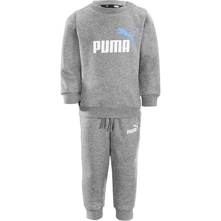 Trening copii PUMA Essentials Minicats, 2 piese, bumbac/poliester, guler rotund, gri, 92 CM
