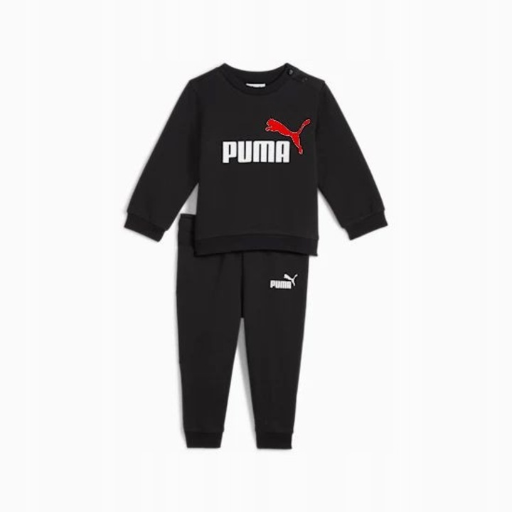 Trening copii PUMA Essentials Minicats, set 2 piese, bumbac, guler rotund, negru