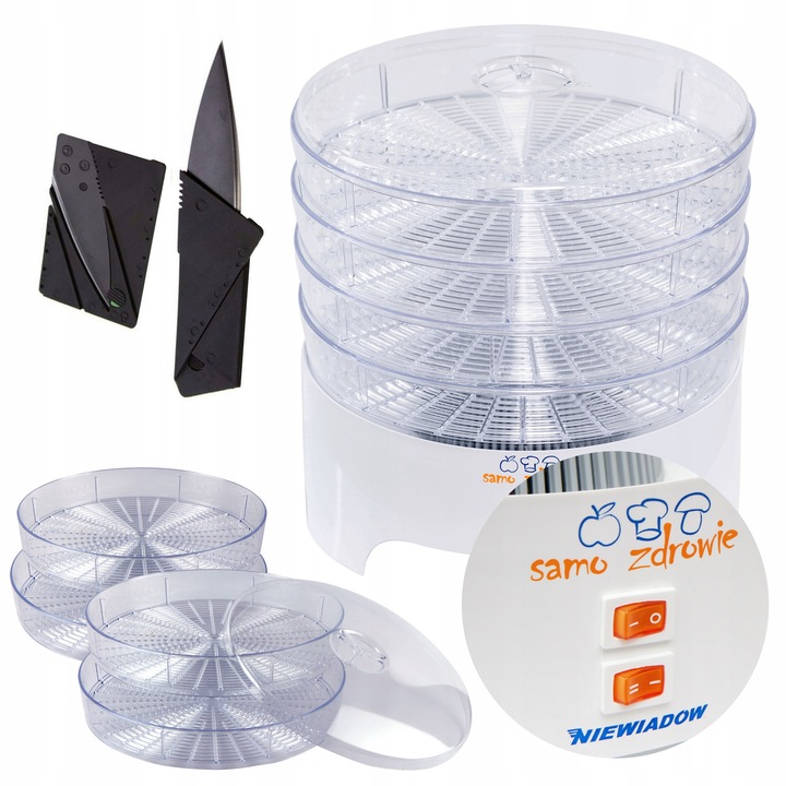 Deshidrator alimente, 500W, 4 tavi 30 cm, reglare temperatura, protectie dubla impotriva supraincalzirii, uscare fructe legume ciuperci ierburi carne, transparent