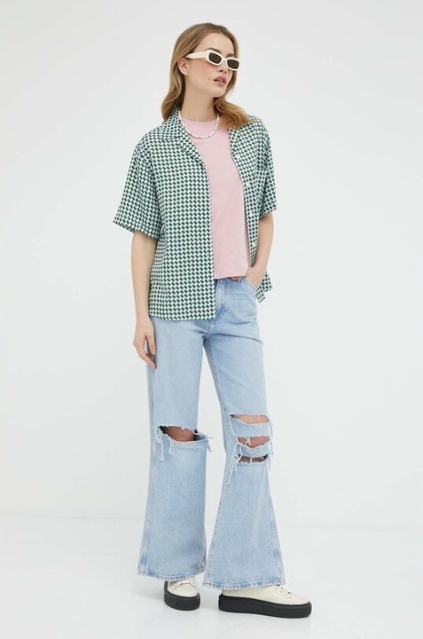 Camasa dama Levi's, verde, lejera, cu guler clasic, material din lyocell, 2XS-XS INTL