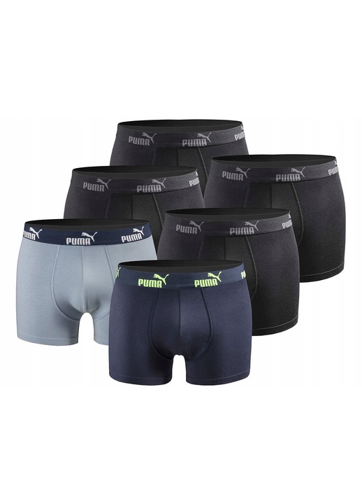 Set 6 perechi boxeri barbati Y7406, Puma, Bumbac/Elastan, Negru, M INTL