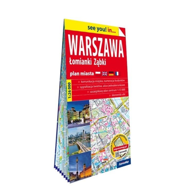 Warszawa, Łomianki, Ząbki; papierowy plan miasta 1:26 000, 1:13.000