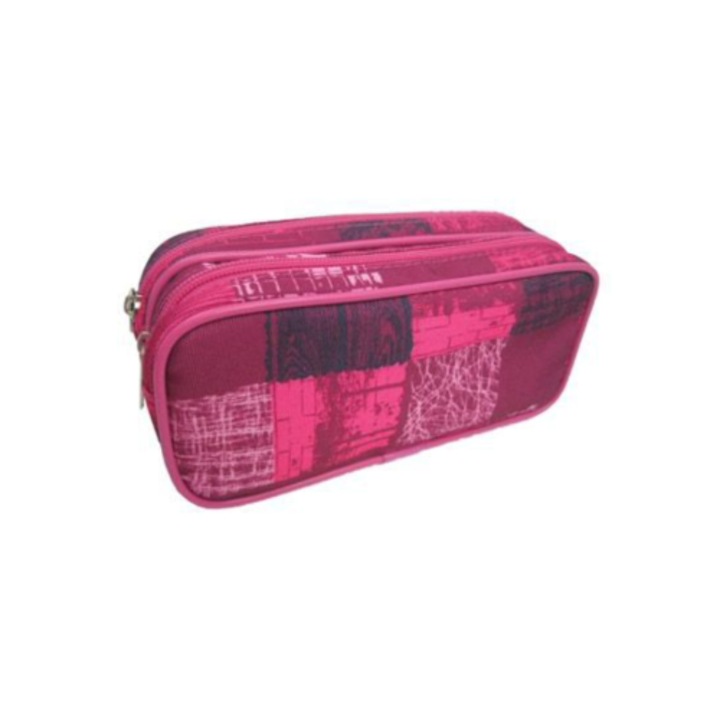 Penar pentru rechizite 21x7x9 cm, penar incapator pentru scoala, roz