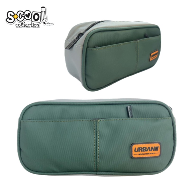 S-COOL калъф за моливи с цип и допълнителен джоб 22x7x11 см, зелен