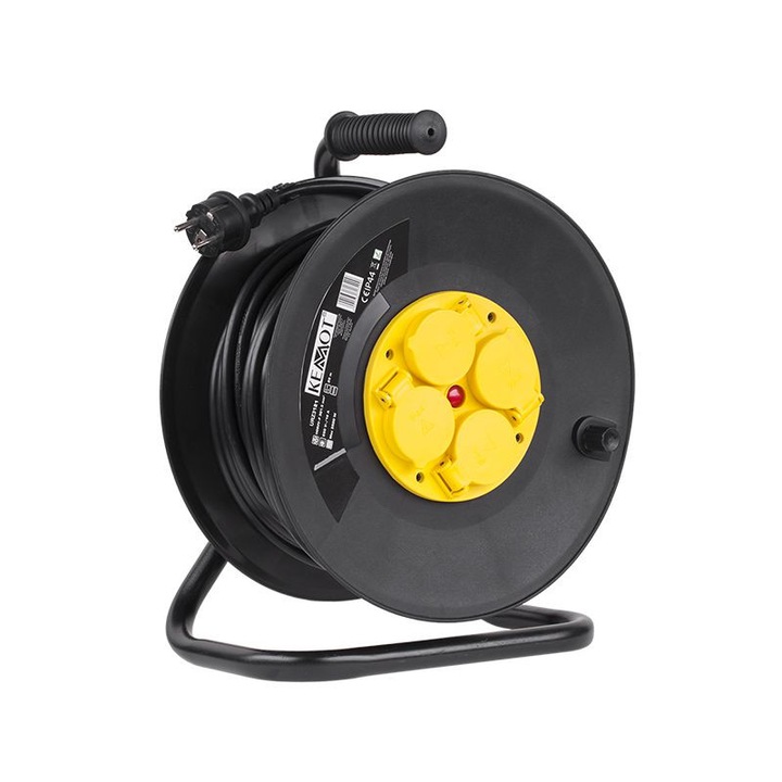 Удължителен кабел Kemot с макара, 4 гнезда, 25 м, 3x1.5 мм, IP44