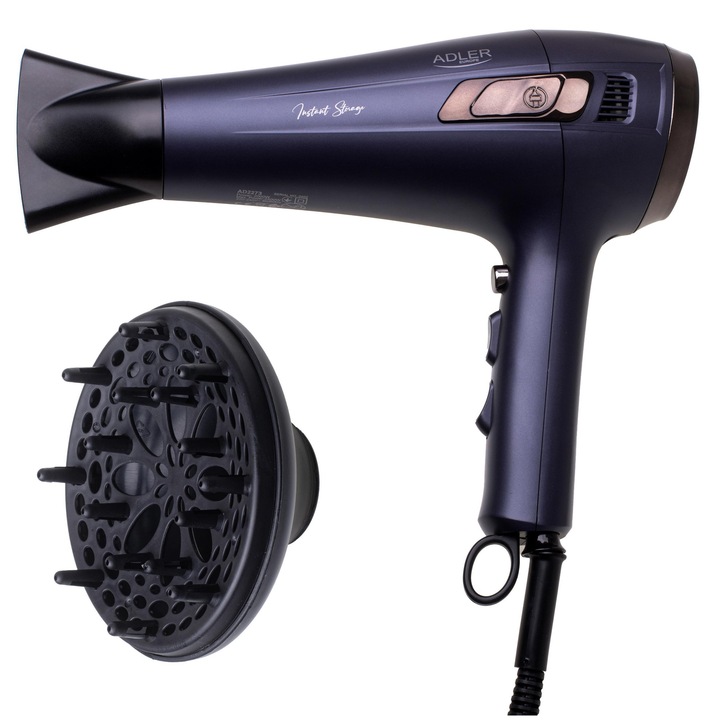 Сешоар, ADLER, 2400W, с технология за йонизация, прибиращ се кабел, лилав, 23x9x22,5см