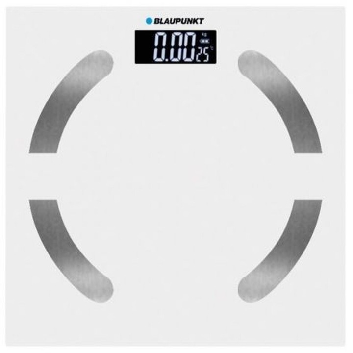 Cantar corporal digital Blaupunkt BP5009, sticla temperata, alb, ecran LCD