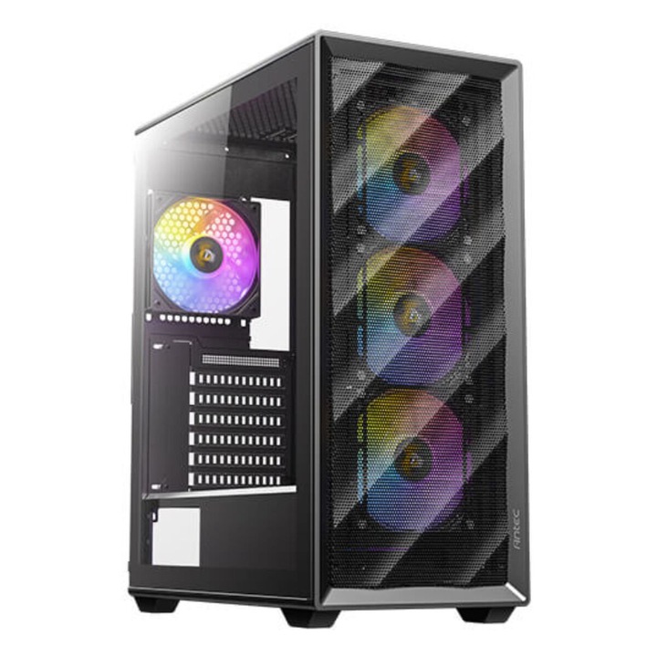 Кутия Antec AX85 ARGB Semi-tower ATX, черна, закалено стъкло, 7 слота за разширение