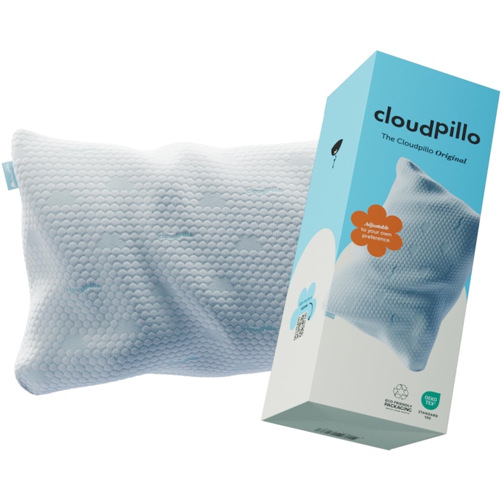 Cloudpillo memóriahabos párna - prémium párna, állítható magasságú, 50 x 70 cm, ergonomikus, hűsítő és fűtő oldalakkal, fenntartható és allergiások számára alkalmas