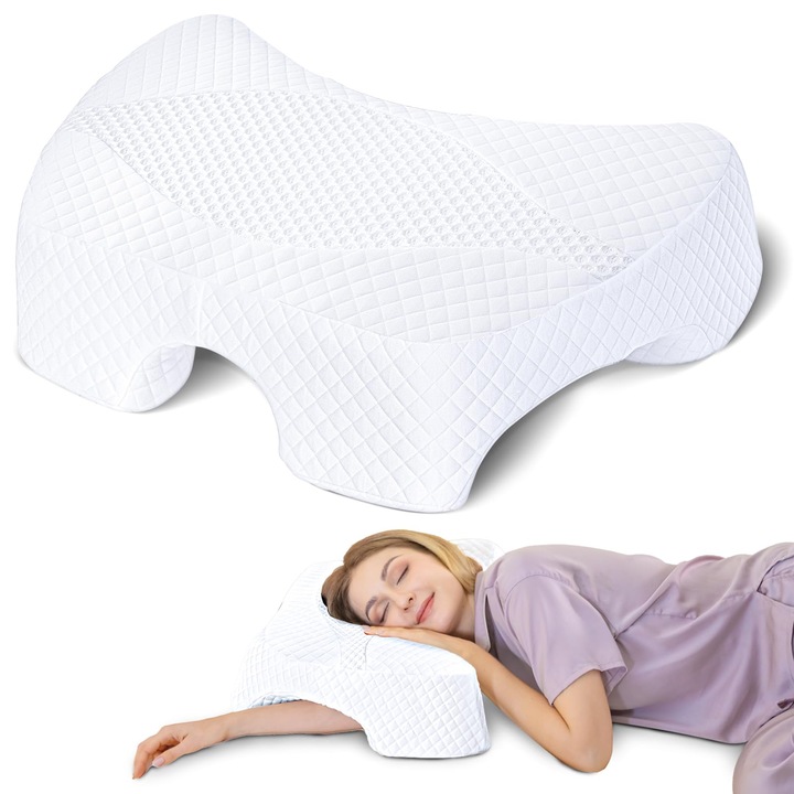 Saheyer oldalsó alvópárna karlyukkal, ergonomikus ortopédiai párna, memóriahabos nyak- és vállpárna, nyakpárna többszögű karlyukakkal számos alvási pozícióhoz