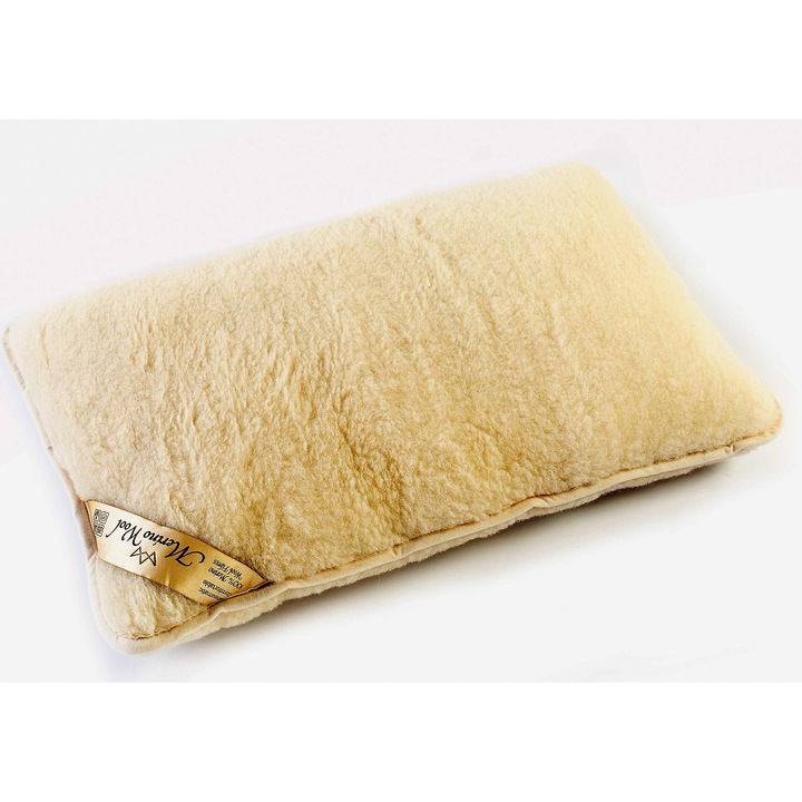 1 x Merinógyapjúból készült alvópárna minőségi márkájú, 900 g-os merinógyapjúból, 40 x 80 cm, új gyapjúból