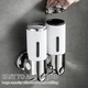 Dozator dublu sapun lichid cu spuma, ZGGZERG, Dozator de gel de dus cu sampon, Fara Gauri, Suport de Perete, ABS rezistent la apa, Pentru baie, bucatarie, hotel, Metal, Capacitate 1000ml, Alb