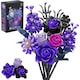 Set de constructie flori, Excitat®, Trandafiri Violet Artificiali, 822 Piese, trandafir criogenat, compatibil cu lego, Cadou pentru Ziua Indragostitilor, (Vaza nu este inclusa)