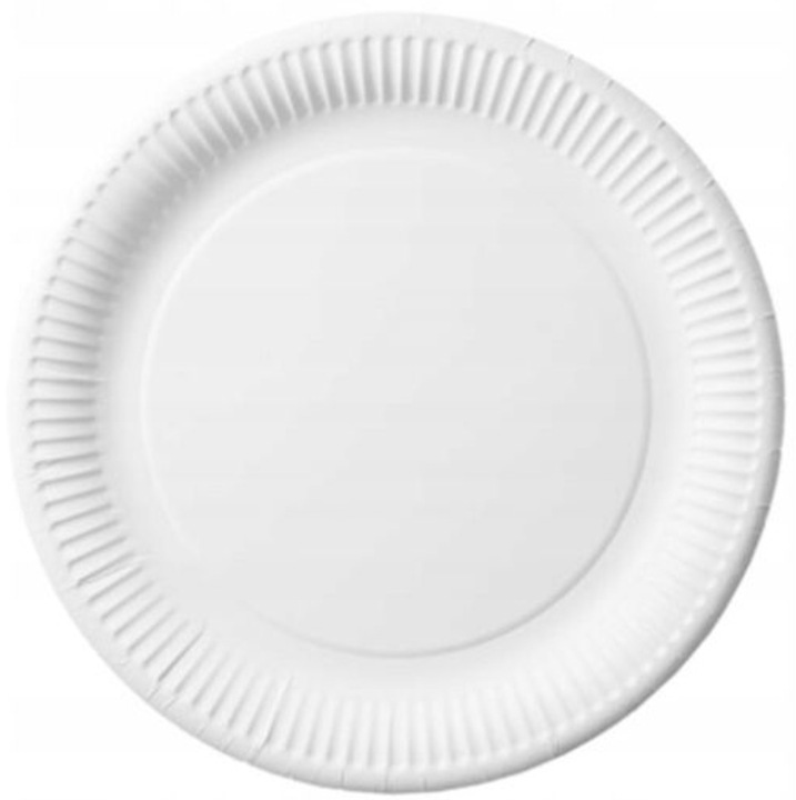 Farfurii ECO, POL-MAK, 23cm, set 50 bucati, alb