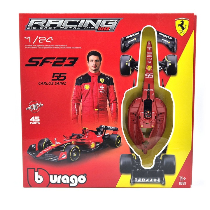 Ferrari SF-23 F1 #55 (2023) - Carlos Sainz - összeszerelhető modell - Bburago - 1:24