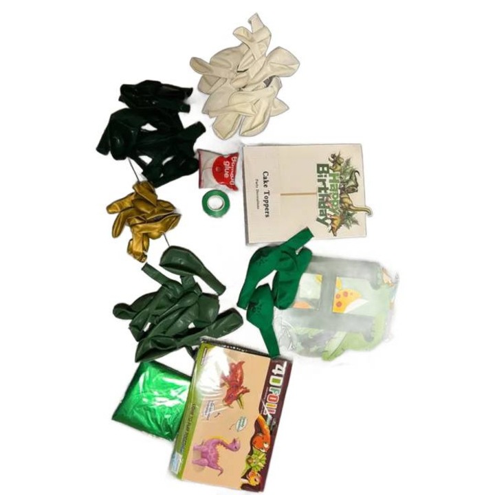 Zestaw Urodzinowy 1 An, Nikcorp, Motiv Dinozaur, Balonuri Verzi, Baner "Happy Birthday"