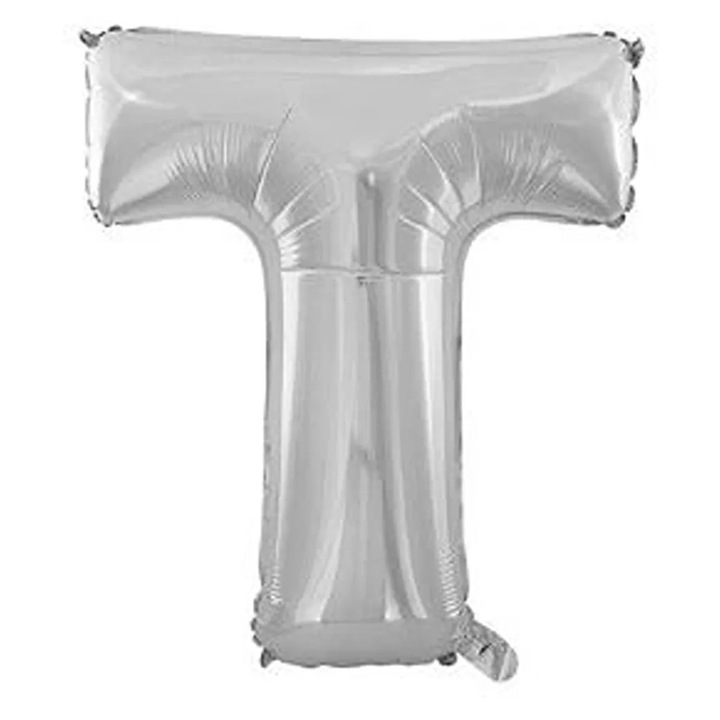 Balon Foliowy Litera T 40cm Srebrny, 1 bucata