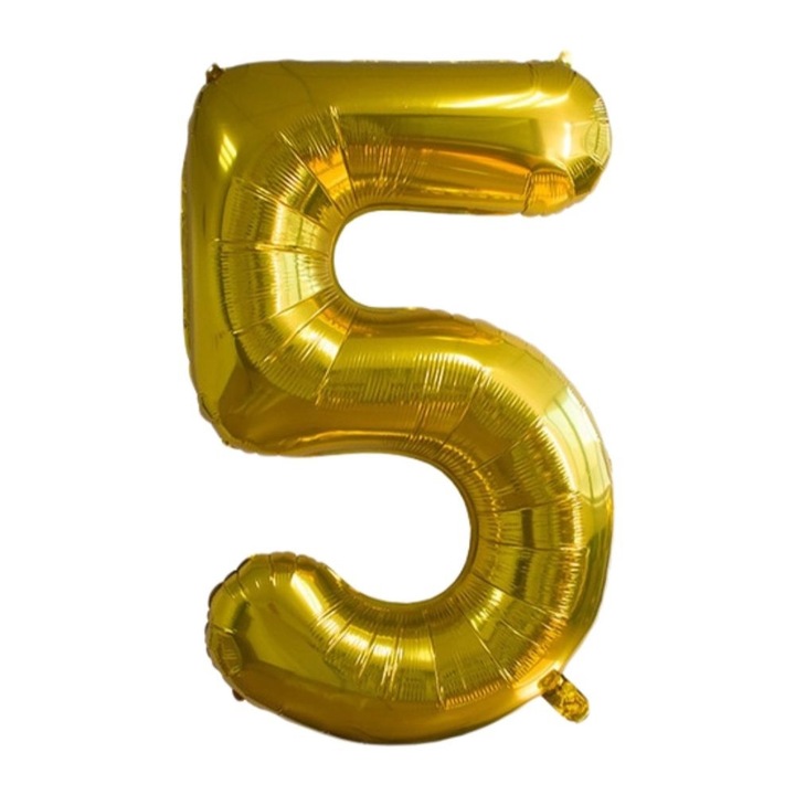 Balon Foliowy Cyfra 5 Zloty 80 cm
