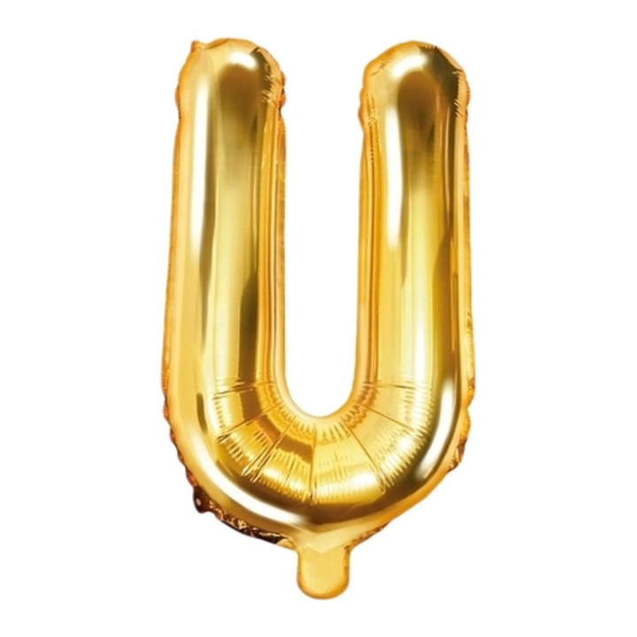 Balon Foliowy Litera U Zloty 40 cm, set decorativ pentru urodziny si rocznice