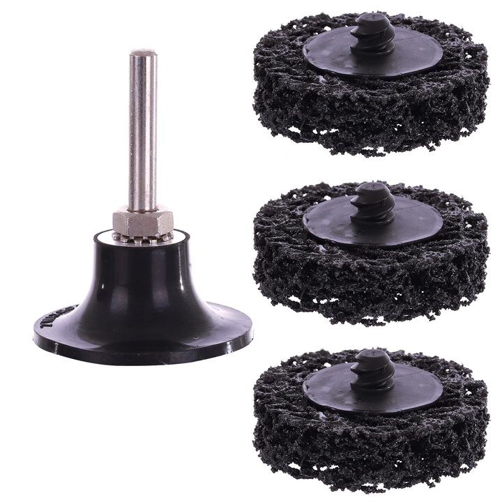 3 darabos TC Technic csiszolókorong készlet, 50 mm, rozsda és festék eltávolításához, csavaros rögzítéssel vagy adapterrel, 6 mm