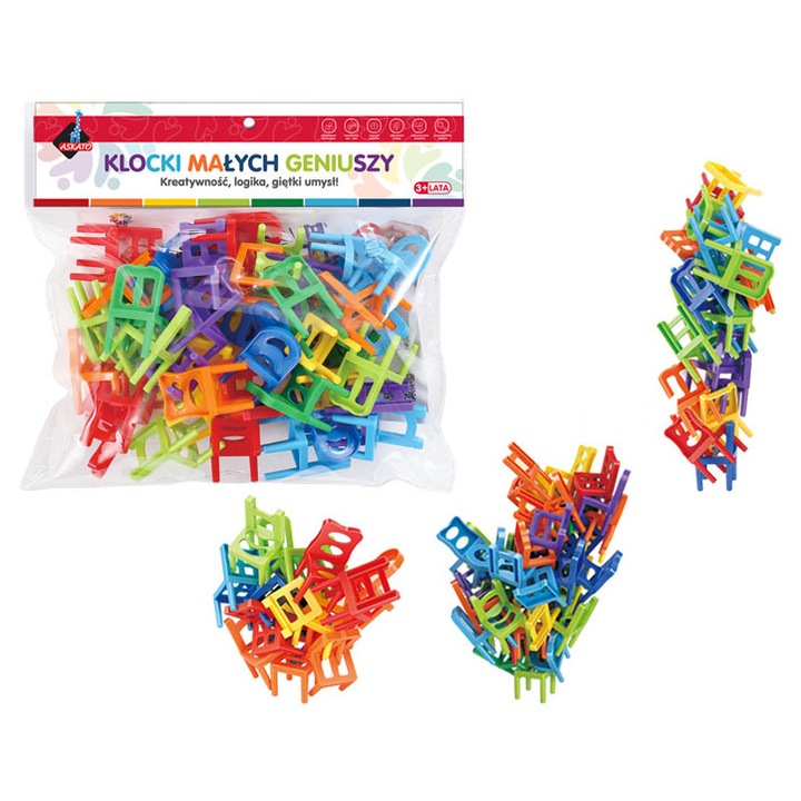 Set de constructie, Askato, Krzeselka, 40 elemente, multicolor, 25,5x5x23cm