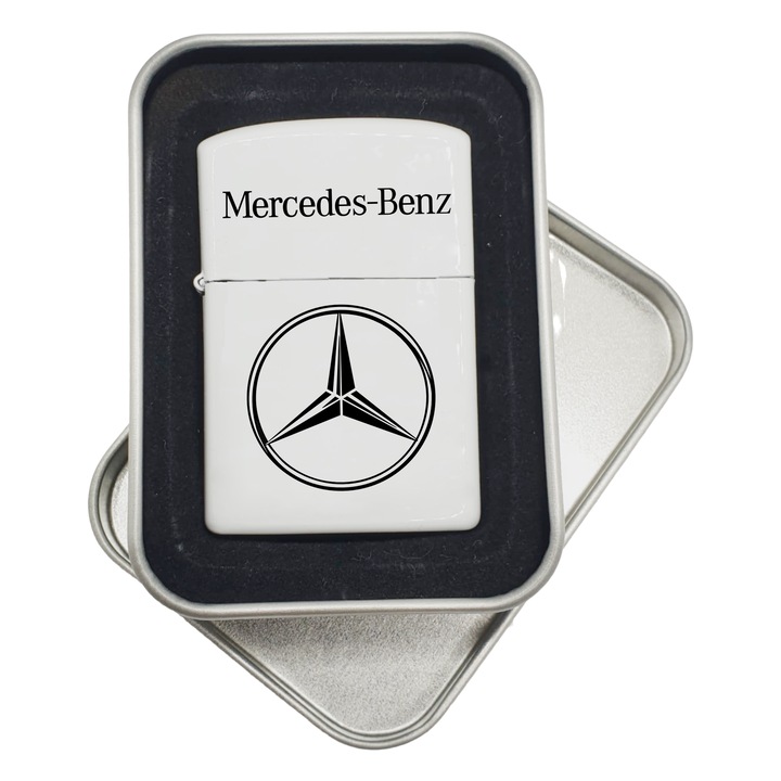 Gift Shop fém öngyújtó, Mercedes mintával, 3-as modell, díszdobozban, BGS 093 modell