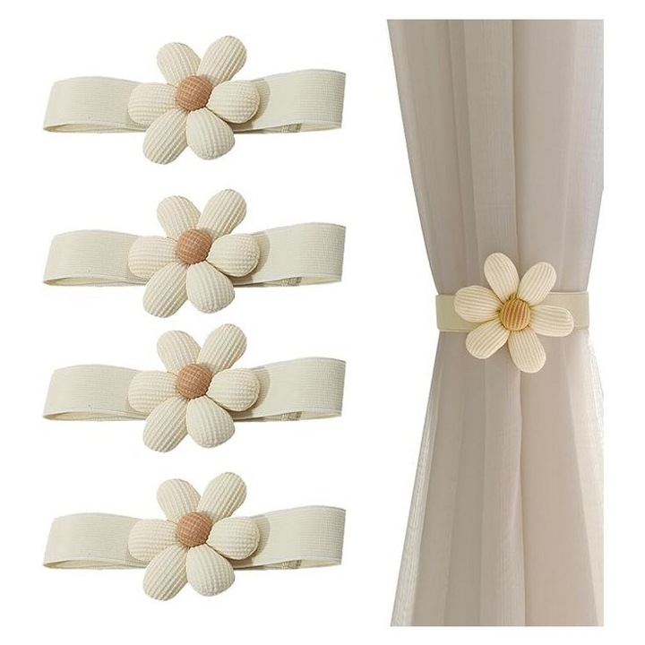 Set 4 suporturi florale pentru perdea, bej, KASESSS