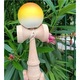 Jucarie Interactiva Kendama, ZUBI HOME, din Lemn, 18 cm, Joc de Indemanare pentru Copii si Adulti, Portocaliu/Galben/Alb