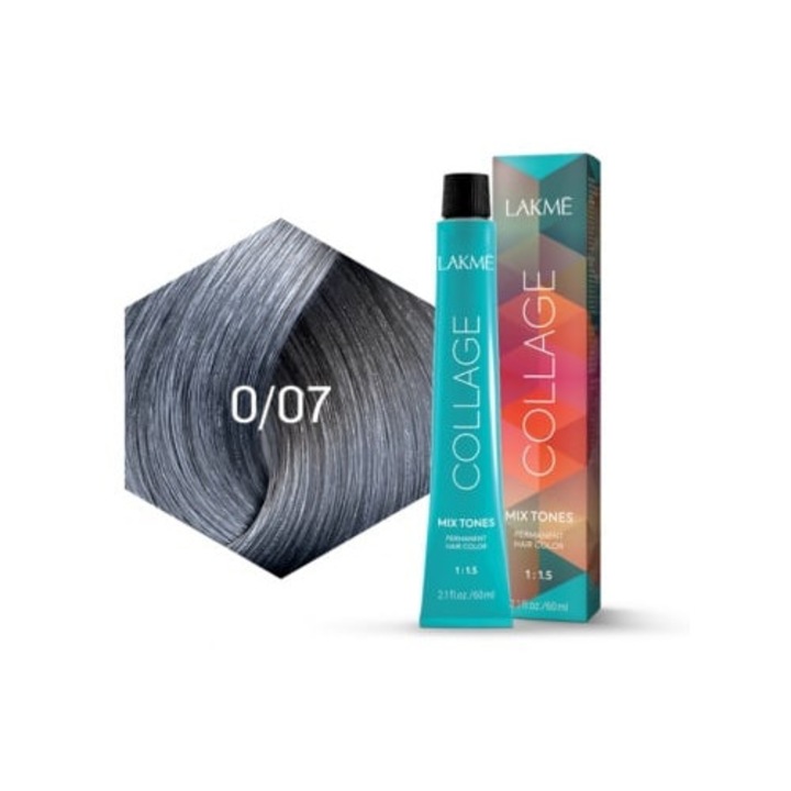 Vopsea de par permanenta 0/07 cenusiu Lakme Collage Mix Tone 60ml