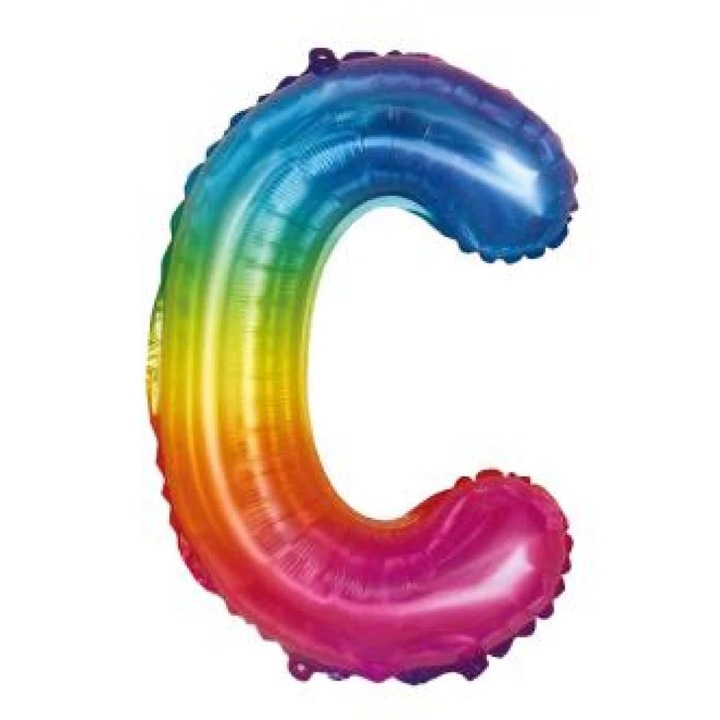 Balon folie Rainbow 'C' - 40 cm, umplere cu heliu și aer