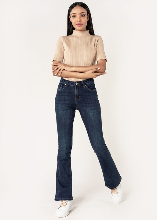 Дамски дънки тъмносини разкроени Nina Carter P079 M8 17990, Индигово синьо