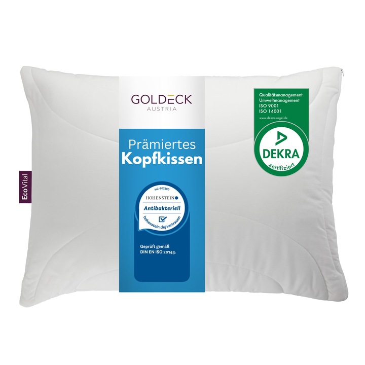 Goldeck Austria Eco Vital G-Loft® párna – állítható magasságú, 95°C-on mosható és légáteresztő – ergonomikus és antiallergén (60X80 cm)