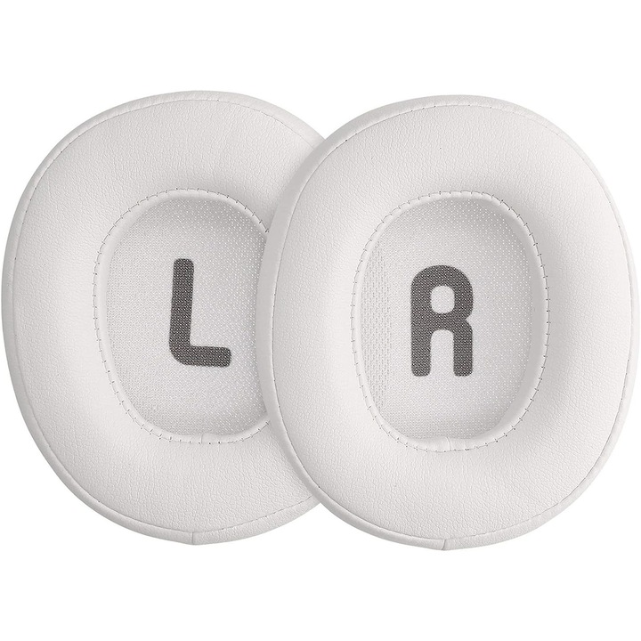 Set 2 Bureti de Schimb AYSTOAYS®, pentru casti JBL Tune 700BT, 700BTNC, 710BT, 720BT, 750BTNC, T750BT, 760BTNC, 770NC, arcaje Stanga si Dreapta, Retea Rezistent la Praf, Spuma cu memorie, Alb