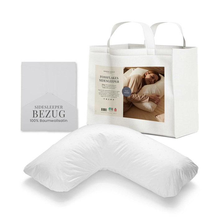 Fossflakes Nordic Sleep, oldalfekvő párna - oldalfekvő párna az extra kényelemért és tartásért (76 X 66 X 35 Cm)
