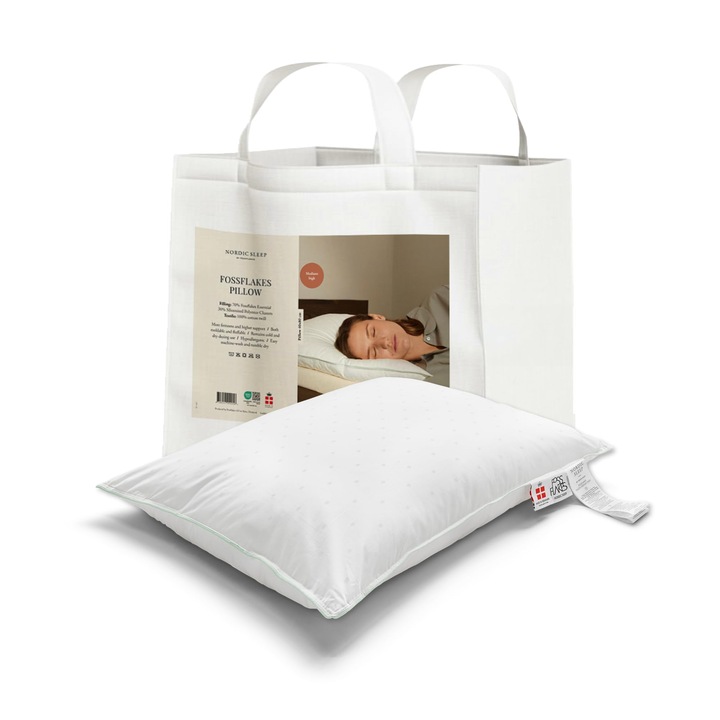 Fossflakes Nordic párna közepesen magas alvóknak - Kényelmes párna oldalfekvőknek, nyaktámasztó párnák és mászópárnák (40 x 80 cm)
