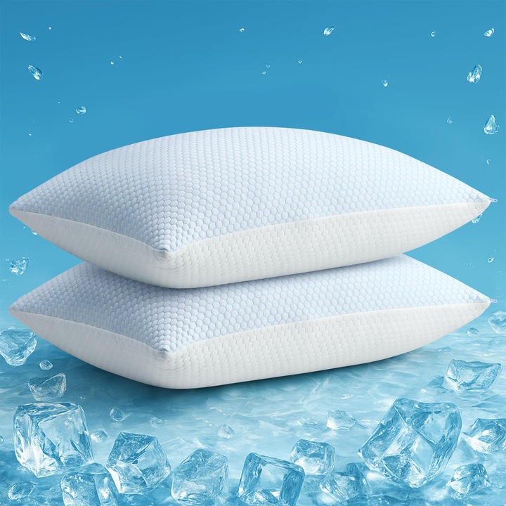 Dezodor párna 50x70 cm 2 db-os memóriahabos párna szett hűsítő párna kényelmes ergonomikus antibakteriális párna kényelmes puha és lélegző párna alvópárna oldalra és hátra