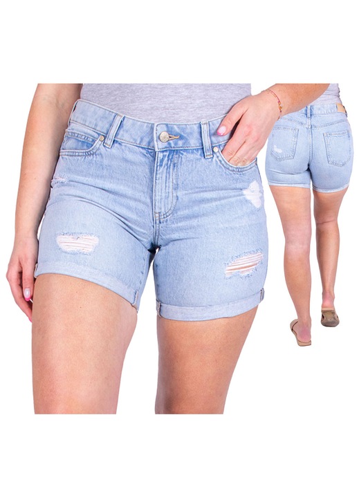 Дамски къси панталони FIRI с износен ефект на краката 100% памук, Светлосин, 42