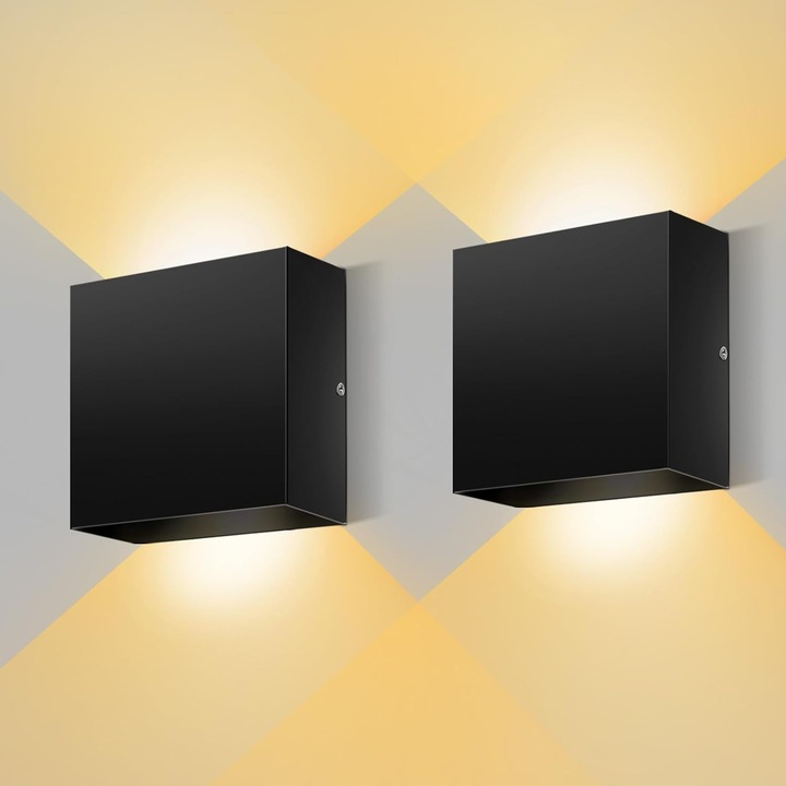 2 db-os LED fali lámpa szett, 12 W, fekete - CN