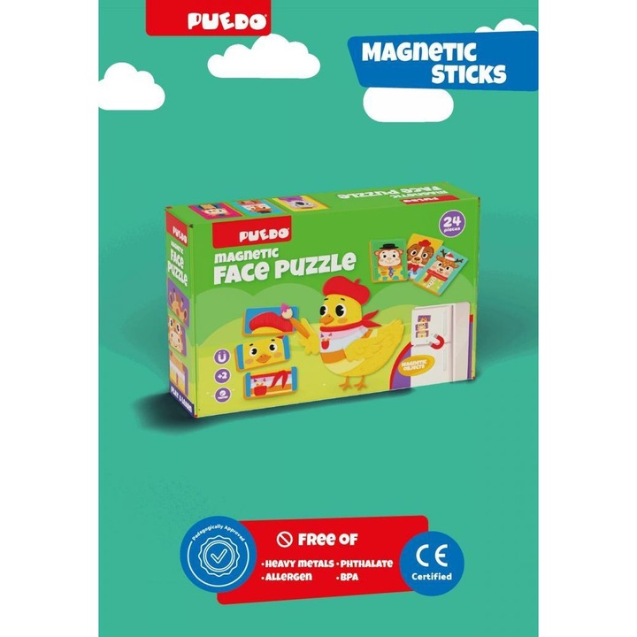 Puedo Toys, Магнитен пъзел от пяна Eva с лица, Puedo