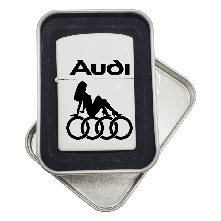 Bricheta metalica gift shop personalizata cu mesaj, audi, in cutie cadou, model bgs 010