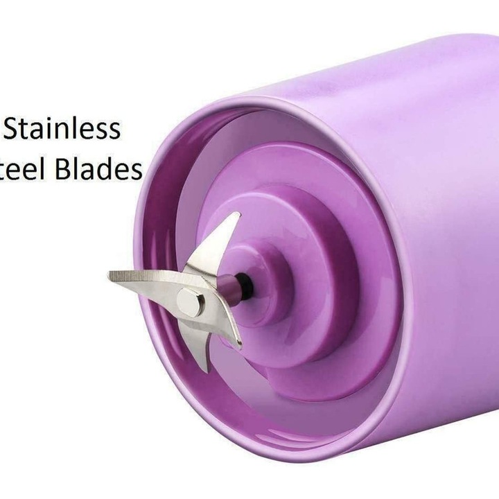 Mini Mixer Electric Portabil, 400 ml, Lila/Pink, Functie de Suc si Milkshake, Dimensiuni 82x80x235mm