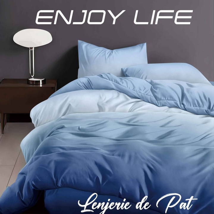 Finet Enjoy Life 4 részes ágyneműhuzat, lepedő 240x260 cm, paplanhuzat 200x230 cm, 2 párnahuzat 50x70 cm, fehér-kék