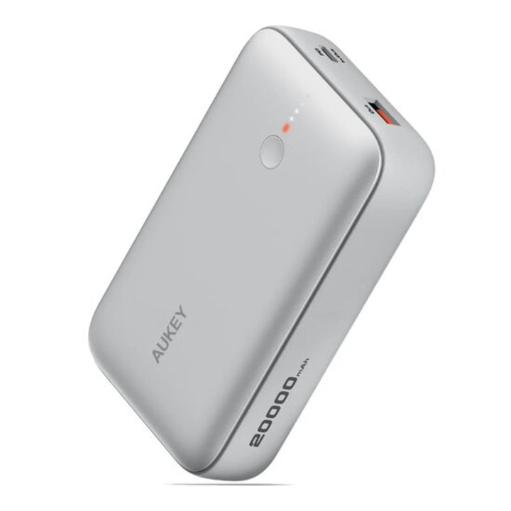 Powerbank AUKEY Spark Mini 20000 mAh – incarcare rapida 22, 5 W, ultra‑compact, Alb