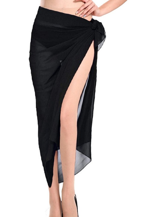 TRADERPLUS sarong lung voal negru 150x117cm