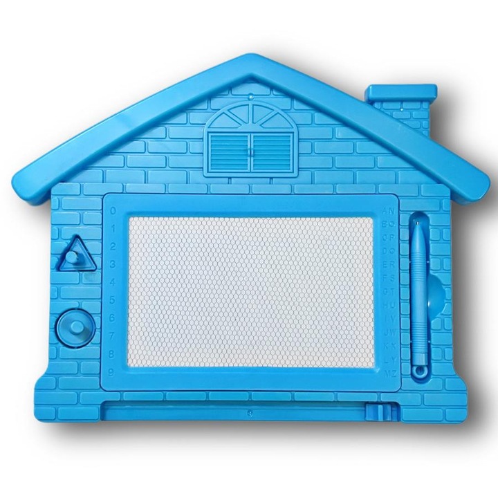 Tablita de scris pentru copii, cu 2 forme si un pix, albastra